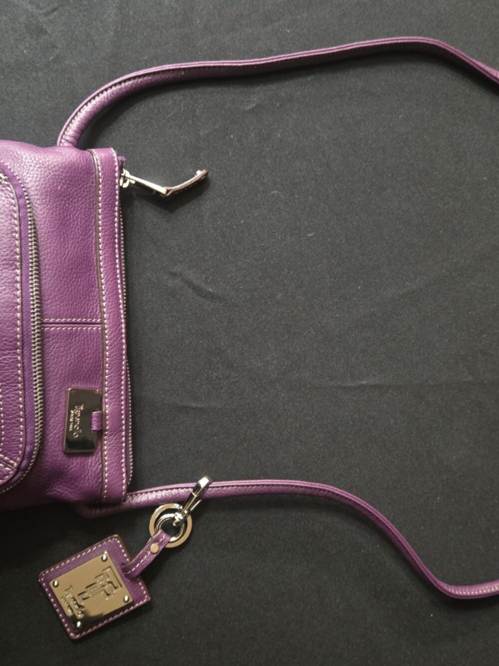 Tignanello Purple Genuine Leather Crossbody NWOT Organizer Bag - Picture 2 of 7